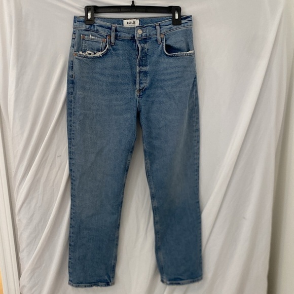 AGOLDE Riley Crop: High Rise Straight Crop Stretch Jeans 28 - Picture 2 of 7